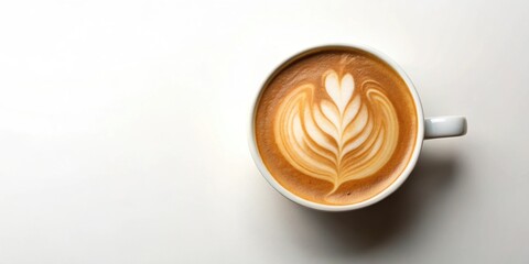 Isolated coffee latte top view in a mug, latte, coffee, isolated, top view, mug, beverage, drink, foam, creamy, frothy