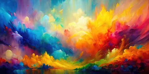 Abstract oil painting with vibrant colors and dynamic brush strokes , modern, art, painting, oil, canvas, abstract