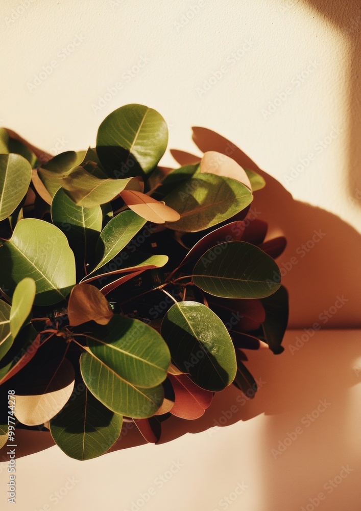 Aufkleber Creative Minimalist Representation of a Microchip Through Leaves on Light Background