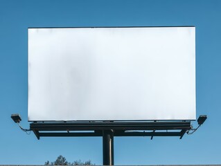 Obraz premium A blank billboard featuring against a clear blue sky, symbolizing emptiness and potential.