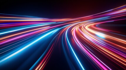 motion effect colorful light trail traffic road or connection digital movement