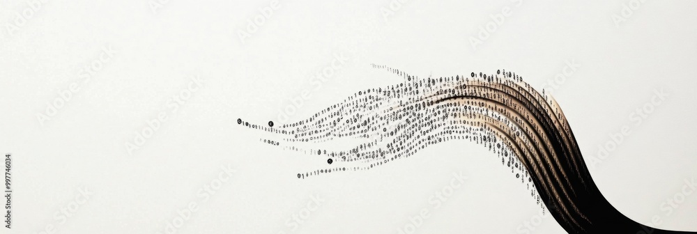 Poster minimalist graphic of digital tree branches created with chains of zeros and ones