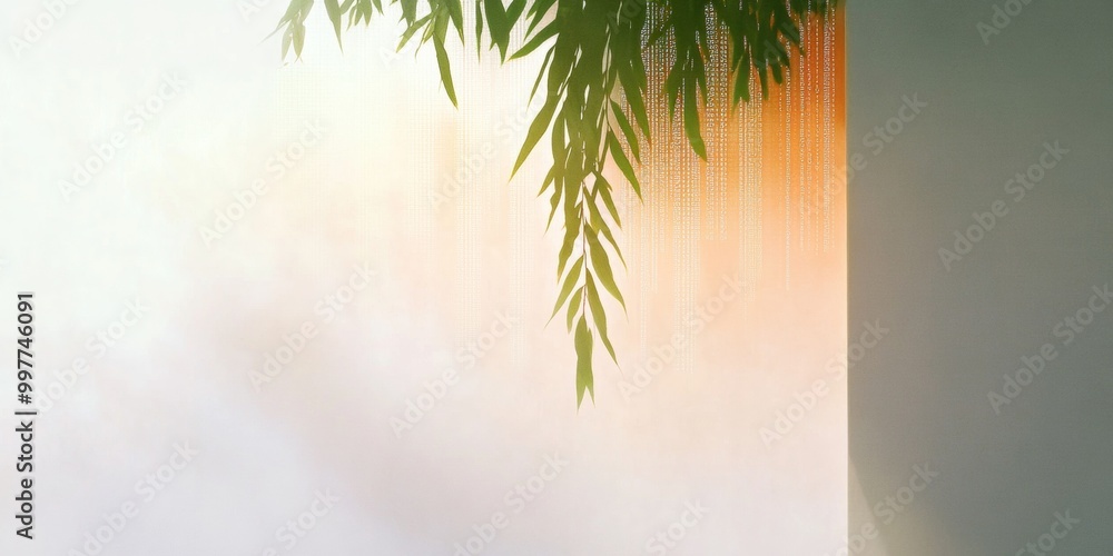 Poster Minimalist Digital Leaves – Transparent Material and Binary Code