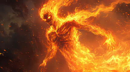 Fire spirit. Fire Elemental. Illustration
