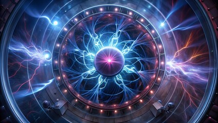 Scientists Working on Futuristic Energy Device in a High-Tech Laboratory with Advanced Technology