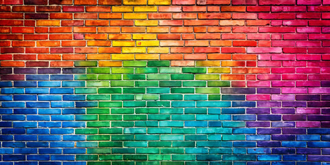 Rainbow colored brick wall backdrop for vibrant and colorful designs, rainbow, colored, brick wall, backdrop