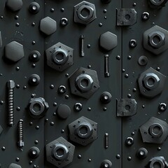 Obraz premium Seamless Pattern Of Metallic Rivets And Bolts