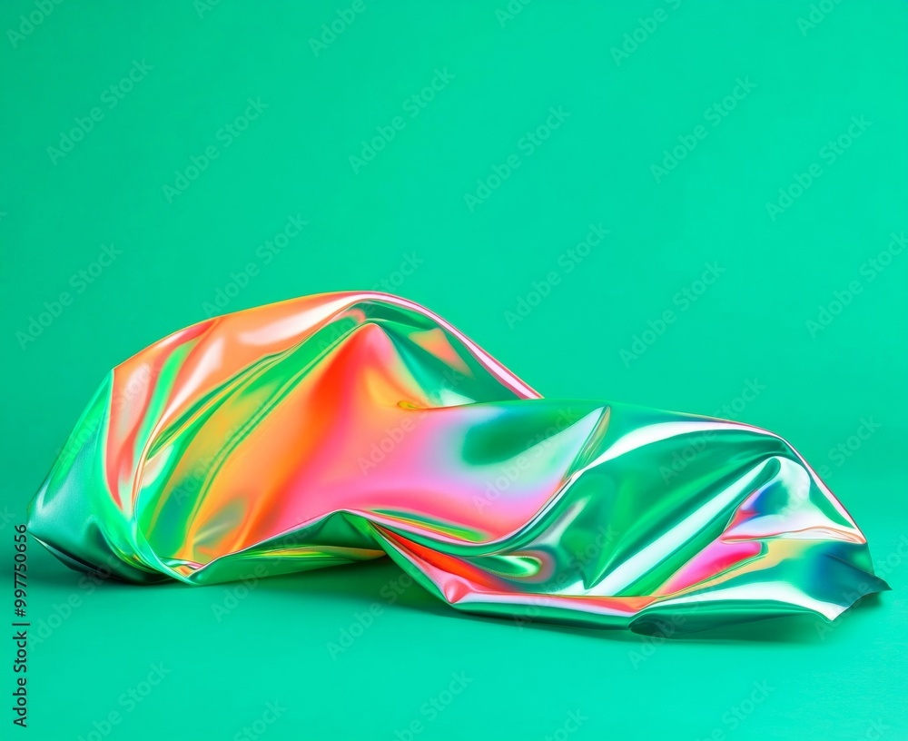 Poster vibrant iridescent holographic abstract background with flowing reflective patterns