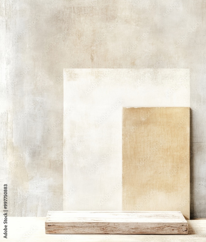 Aufkleber minimalistic neutral geometric forms on textured background