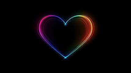Neon-colored, glowing heart-shaped 