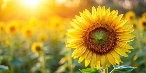 Obraz premium Close up of a beautiful blooming sunflower , sunflower, close up, blooming, vibrant, yellow, petals, detail, nature, plant, growth