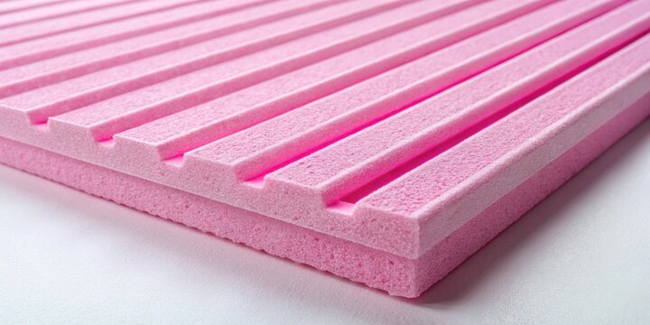 Pink foam board with drainage channels for building insulation and waterproofing , XPS