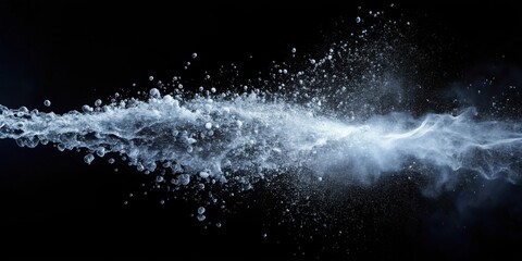 Water spray mist creating a dramatic effect on a black background , mist, water, spray, dust, dark, background, isolated