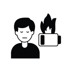 burnout glyph icon with white background vector stock illustration