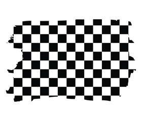 Obraz premium Checkered racing flag in grunge style. Isolated on white vector illustration