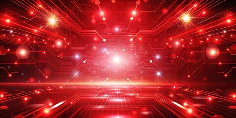 Abstract red futuristic background with digital elements and glowing lights , technology, digital, abstract, red