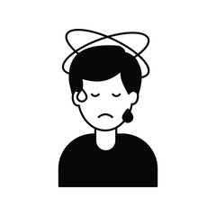 depression glyph icon with white background vector stock illustration