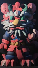 Colorful Cartoon Dragon with Big Eyes and Horned Head