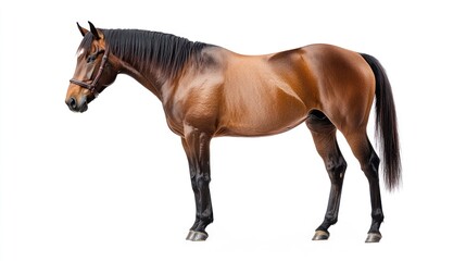 Obraz premium A Brown Horse Standing Against White Background