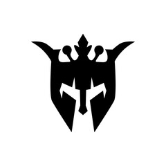 Spartan warrior helmet logo. Spartan helmet logo. Spartan vector illustration. Spartan Greek gladiator armor flat vector icon. Gladiator logo.