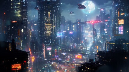 Fototapeta premium Cyberpunk Cityscape