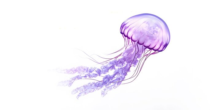 purple jellyfish floating on white background clip art preview