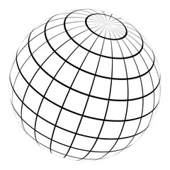 Geometric wireframe shapes and grids in dark color on a transparent background. 3D abstract patterns in trendy psychedelic style. Y2k. Vector illustration.
