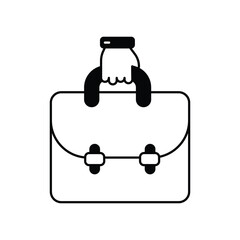 briefcase glyph icon with white background vector stock illustration