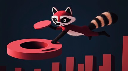 Cute Raccoon Character in a 3D Scene