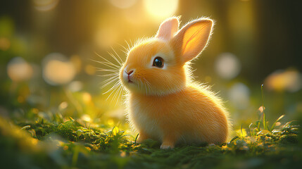 Fototapeta premium illustration of a cute and adorable little rabbit