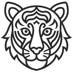 Animal Tiger head Mandalas outline silhouette vector art illustration - Transparent Background