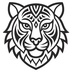 Animal Tiger head Mandalas outline silhouette vector art illustration - Transparent Background