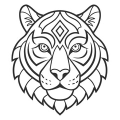 Animal Tiger head Mandalas outline silhouette vector art illustration - Transparent Background