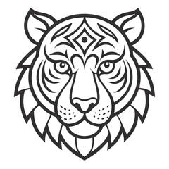 Animal Tiger head Mandalas outline silhouette vector art illustration - Transparent Background