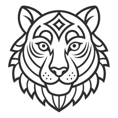 Animal Tiger head Mandalas outline silhouette vector art illustration - Transparent Background