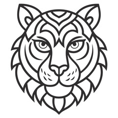 Animal Tiger head Mandalas outline silhouette vector art illustration - Transparent Background