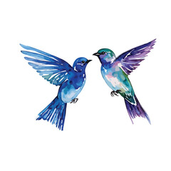 Obraz premium Watercolor birds silhouette. vector watercolor art isolated on white background