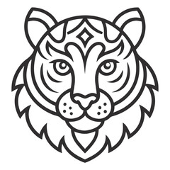 Animal Tiger head Mandalas outline silhouette vector art illustration - Transparent Background