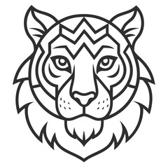 Animal Tiger head Mandalas outline silhouette vector art illustration - Transparent Background
