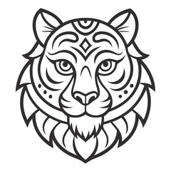 Animal Tiger head Mandalas outline silhouette vector art illustration - Transparent Background