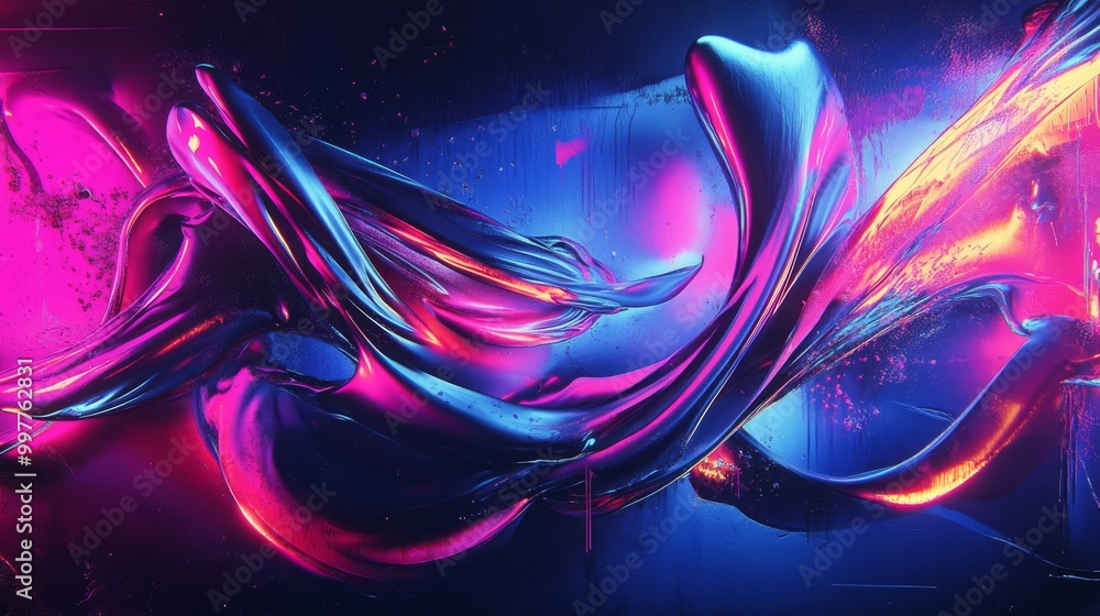 Canvas Prints vibrant abstract swirls in neon colors