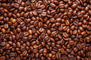 Fototapeta premium Coffee beans with pleasant scent background 