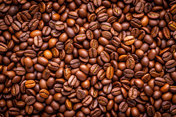 Obraz premium Coffee beans with pleasant scent background 