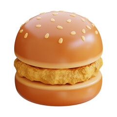 chicken burger 3d icon illustration
