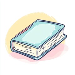 A book illustrated with a bookmark sits against a white backdrop, showcasing pastel colors in a minimalist line drawing style, promoting a sense of calm