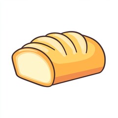 illustration features a freshly baked bread loaf depicted in a simple line drawing style. pastel colors and white background enhance design's clarity