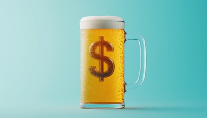 A refreshing glass of beer with a dollar sign, symbolizing finances and enjoyment in a vibrant setting.