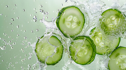 fruits and vegetables splashing in a graphic advertising background.