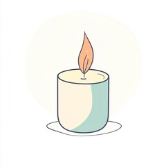 illustration features a single candle with a vibrant flame, designed in a flat style with pastel colors against a crisp white backdrop, showcasing simplicity