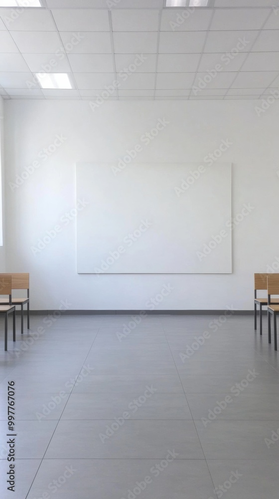 Poster Minimalistic Classroom with Neutral Tones and Modern Design Capturing New Age Educational Simplicity